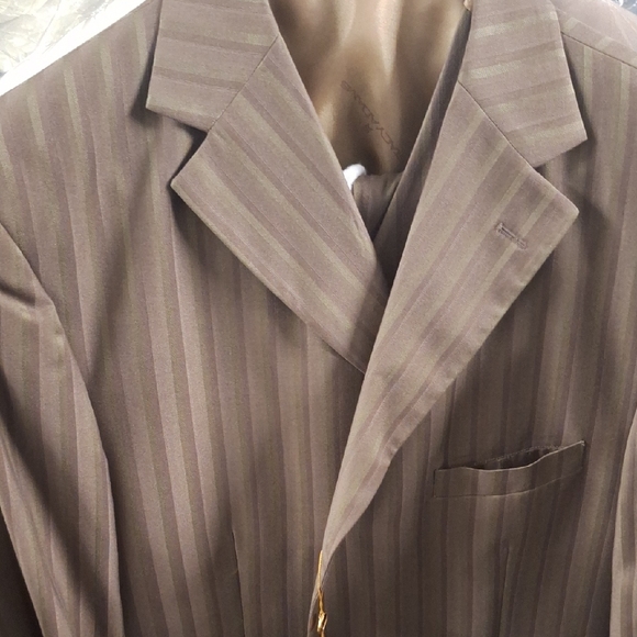 Stacy Adams Taupe Striped Suit Jacket - Picture 1 of 4